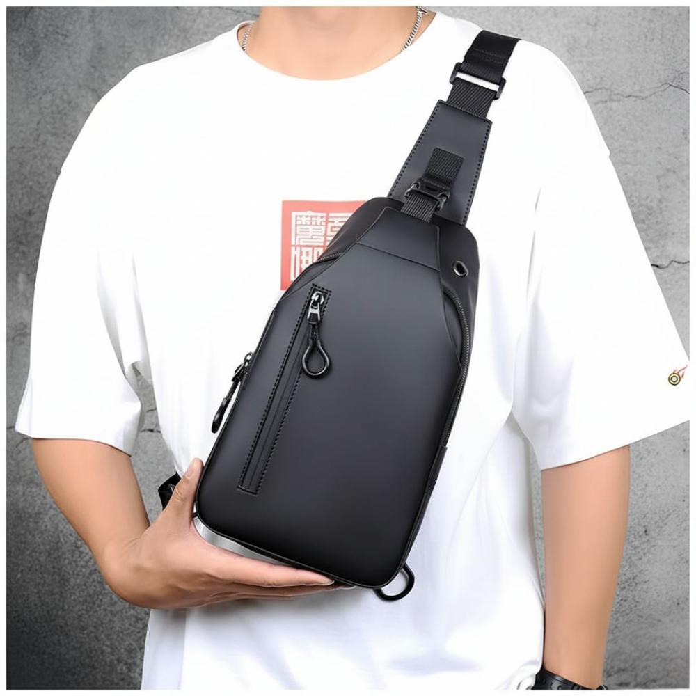 Mochila Cruzada Morral Bandolera Antirrobo Impermeable Carga USB Negro