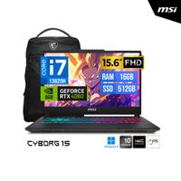 Laptop MSI Gaming Cyborg 15 A13VFK 16GB 512GB RTX 4060 8GB15.6 FHD WINDOWS 11Home MOCHILA MSI GAMER
