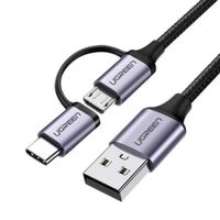 Cable USB-A a Micro USB y USB C de 1m