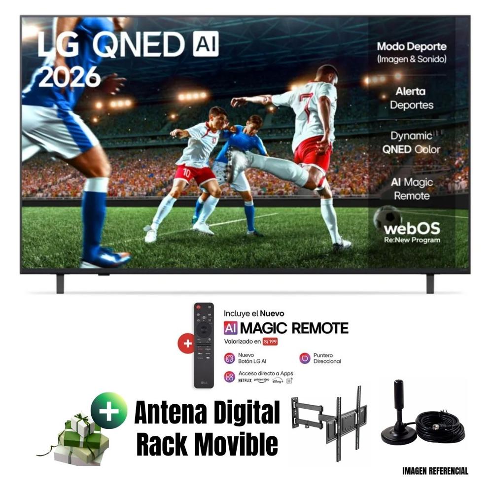 Televisor Smart TV LG 65'' QNED UHD 4K ThinQ AI 65QNED73ASA 2025 - Ant - Rack Movible