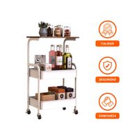 Pack6 Estacion Carrito con Mesa 3 Niveles Estructura Practica con Ruedas Blanco