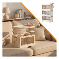 Mueble con Cajones Cerrado 3 Niveles Beige Asa Naranja para Organizacion Y+Ligas Regalo