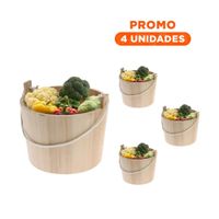 Pack4 Contenedor de Madera con Agarradera de Cuerda 24x20cm para Patio Y+Regalo Sticker