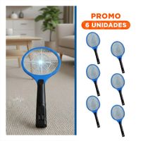 Pack6 Raqueta Electrica Azul Mango Negro para Casa y Uso Diario en Hogar