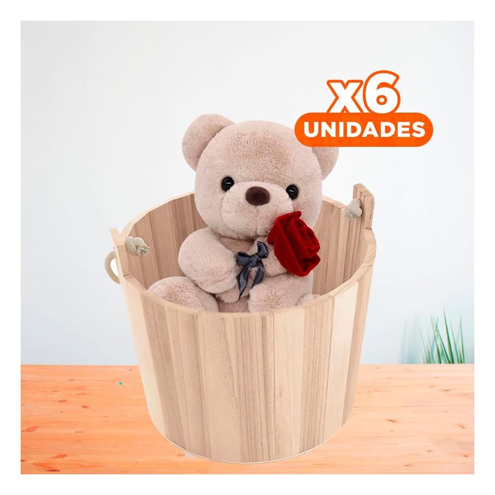 Pack6 Soporte de Madera con Agarradera de Cuerda 16x16cm para Pequeñas Plantas Y+Regalo Sticker