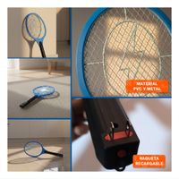 Matamoscas Electrico Azul para Hogar con Mango Negro y Control de Insectos
