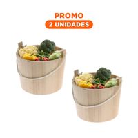 Pack2 Recipiente de Madera con Agarradera de Cuerda 24x20cm de Textura de Roble