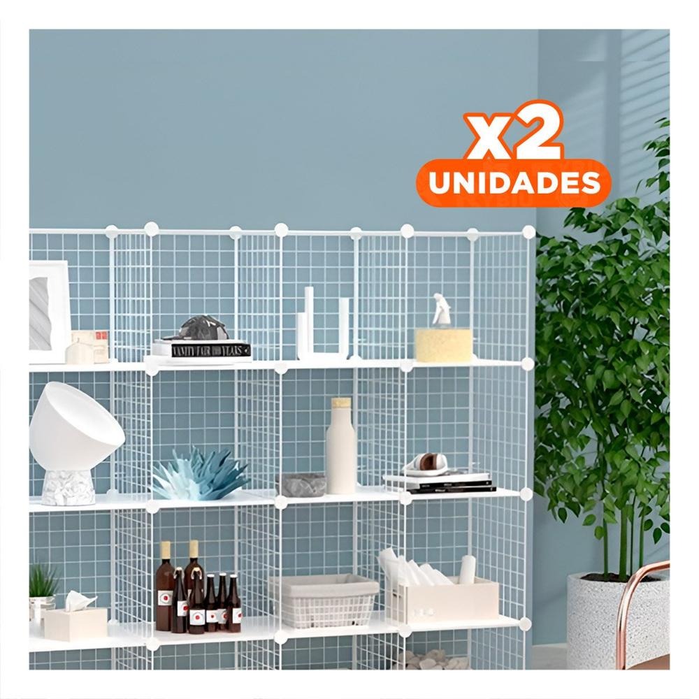 Pack2 Organizador de Almacenamiento con Rejillas 16pzs y Acabado Blanco Y+Papel Regalo