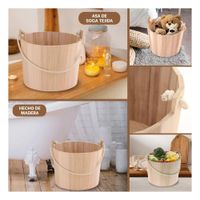 Cubo de Madera con Agarradera de Cuerda de 20x18cm de Estilo Nordico