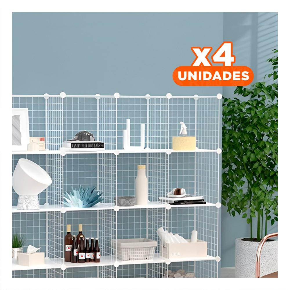 Pack4 Organizador de Rejillas Modulares 16pzs con Color Blanco para Hogar