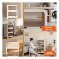 Carrito con Cajones Cerrado 3 Niveles Beige Asa Naranja para Cocina Hogar