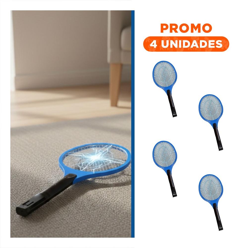 Pack4 Matamoscas Electrico Azul Mango Negro para Hogar y Uso Diario en Casa Y+Regalo Sticker