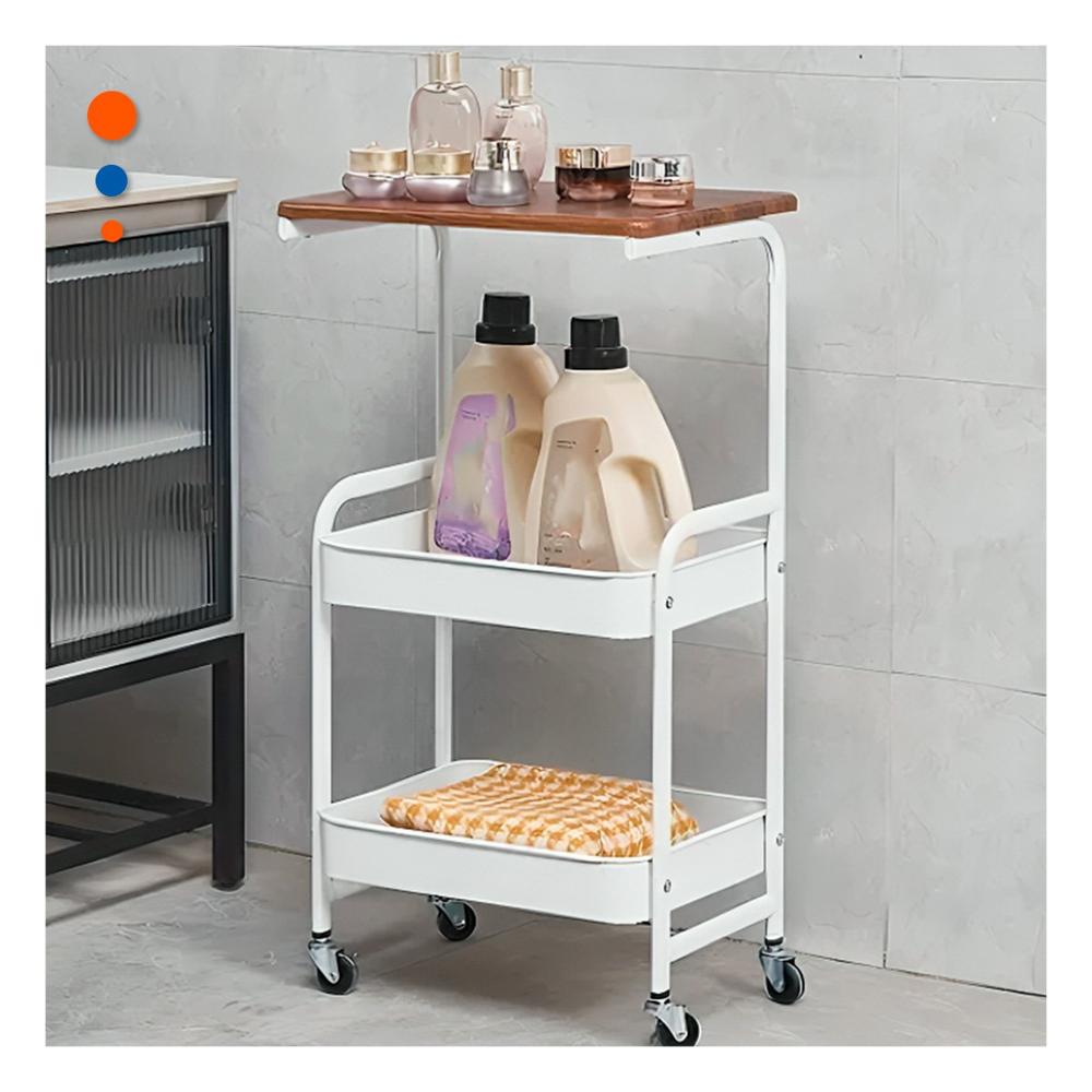 Carrito Estante con Mesa 3 Niveles Estructura Practica con Ruedas Blanco Y+Papel Regalo