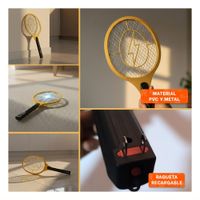 Matamoscas Electrico Anaranjado Mango Negro para Cocina y Control Insectos