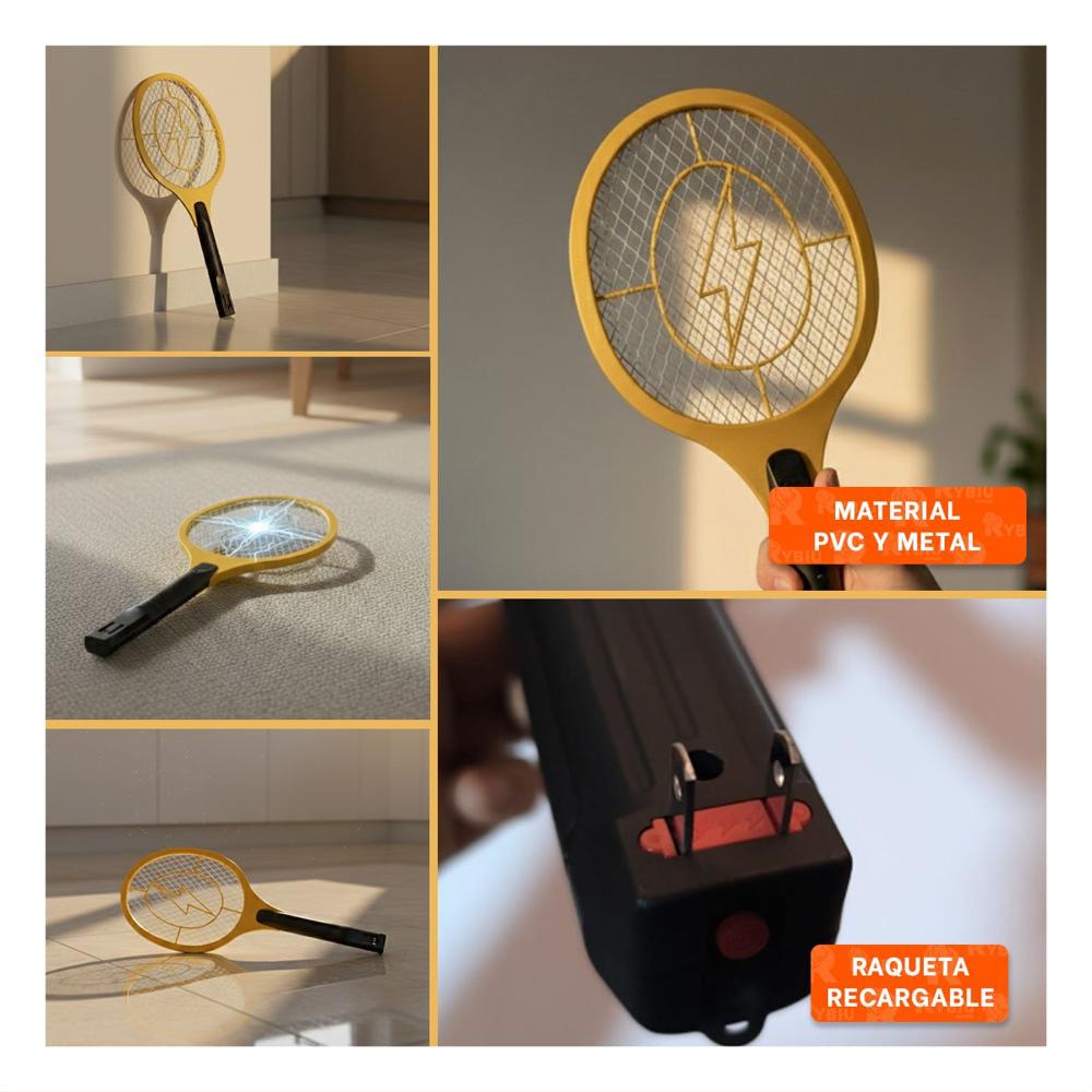 Matamoscas Electrico Anaranjado Mango Negro para Cocina y Control Insectos