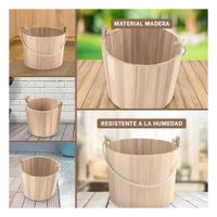 Recipiente de Madera con Agarradera de Cuerda 16x16cm para Arreglos Vivos
