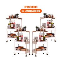 Pack4 Estacion Carrito con Mesa 3 Niveles con Ruedas Diseno Funcional Blanco Y+Regalo Sticker