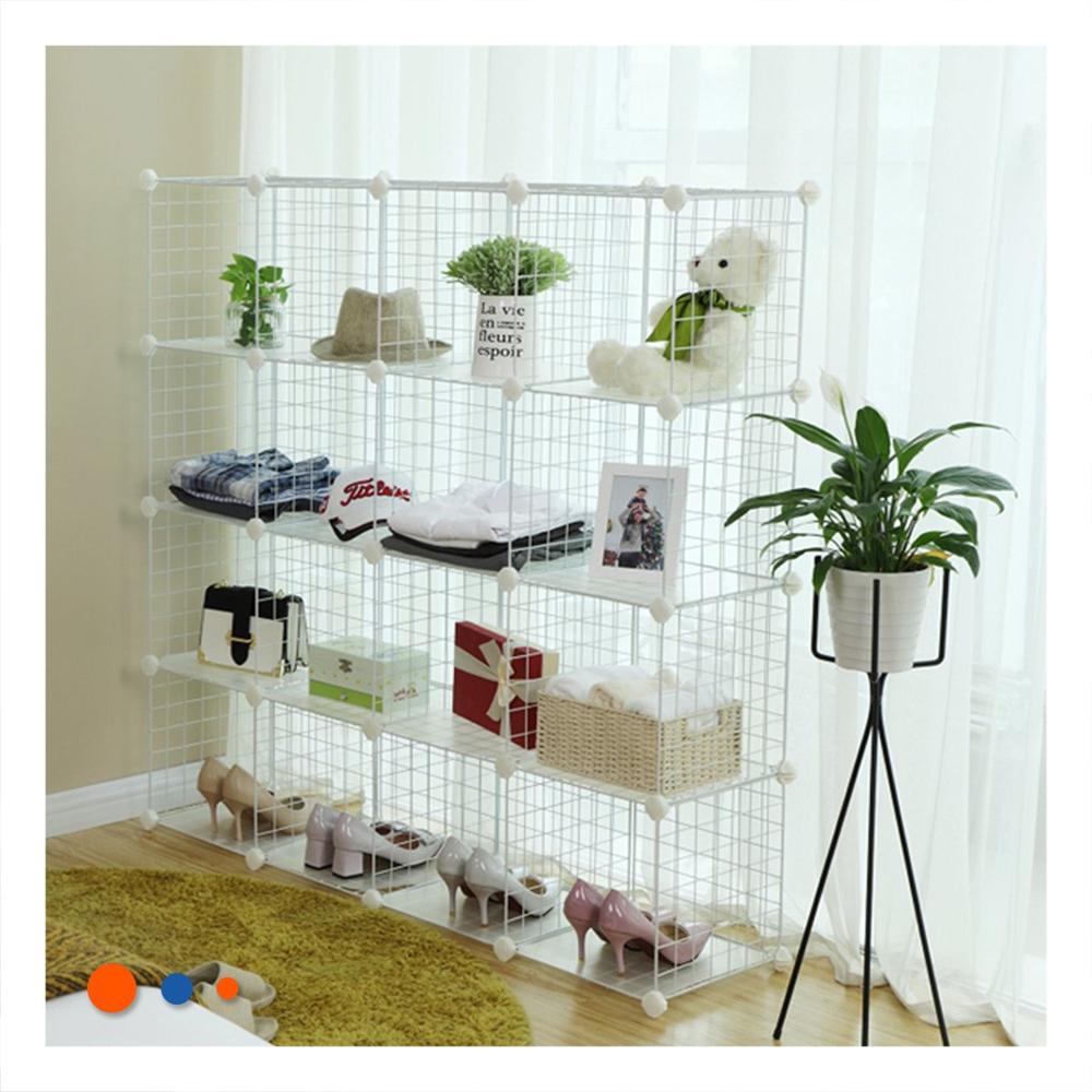Estructura Modular de Rejillas con Set 16pzs y Terminacion Blanco Y+Papel Regalo