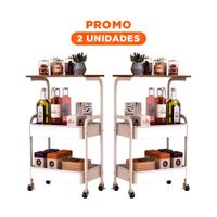 Pack2 Soporte Carrito con Mesa 3 Niveles con Ruedas Diseno Funcional Blanco
