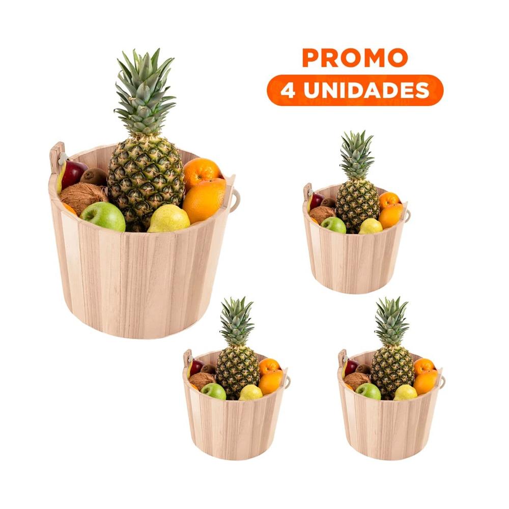 Pack4 Tiesto de Madera con Agarradera de Cuerda 16x16cm para Rincones Jardin Y+Regalo Sticker