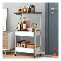 Carrito Estante con Mesa 3 Niveles Soporte Organizador con Ruedas Blanco Y+Post It