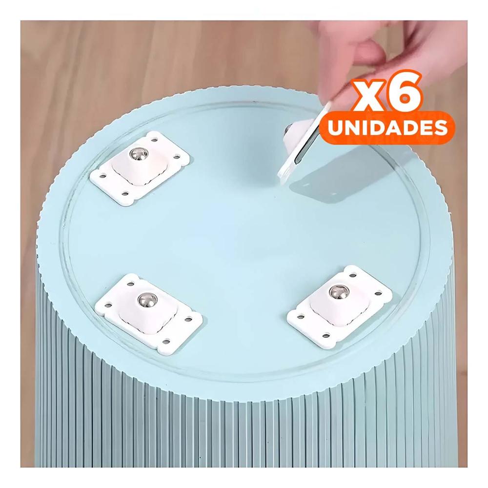 Pack6 Conjunto Mini Blanco 4 Ruedas Portatiles Giratorias Practicas Muebles Y+Regalo Sticker
