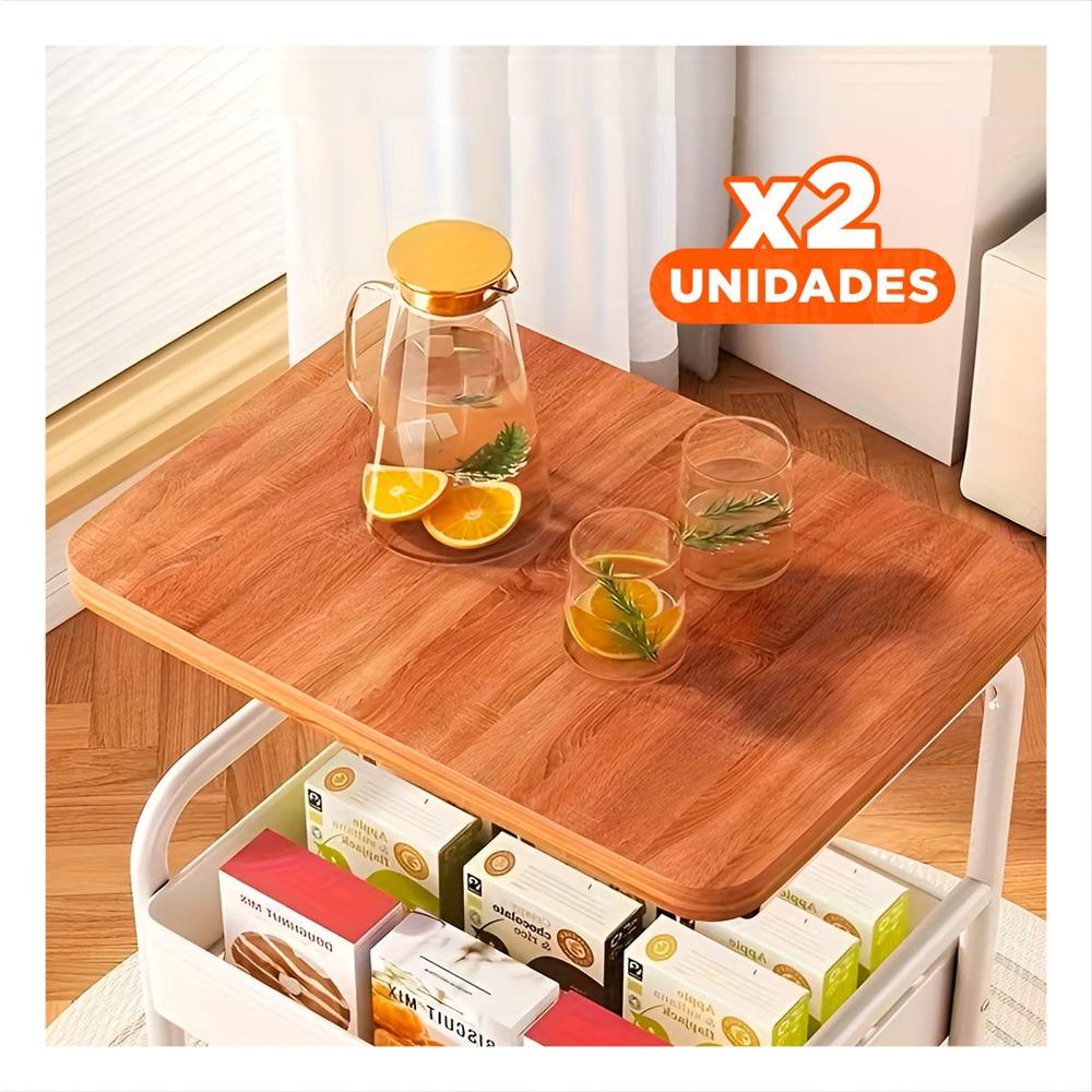 Pack2 Soporte Carrito con Mesa 3 Niveles Estilo Compacto con Ruedas Blanco Y+Regalo Sticker