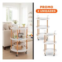 Pack2 Carro 3 Niveles Circular con Asa Blanco Para Cocina Sala y Oficina