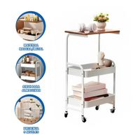 Carrito Estante con Mesa 3 Niveles Forma Moderna con Ruedas Blanco Y+Ligas Regalo