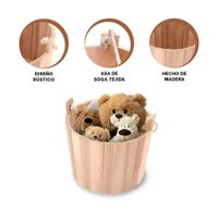 Recipiente de Madera con Agarradera de Cuerda 24x20cm para Arreglos Vivos Y+Ligas Regalo