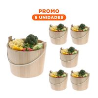 Pack6 Tiesto de Madera con Agarradera de Cuerda 20x18cm de Formato Circular Up