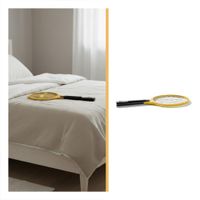 Raqueta Mosquitera Anaranjado Mango Negro para Hogar y Uso en Interiores Y+Ligas Regalo