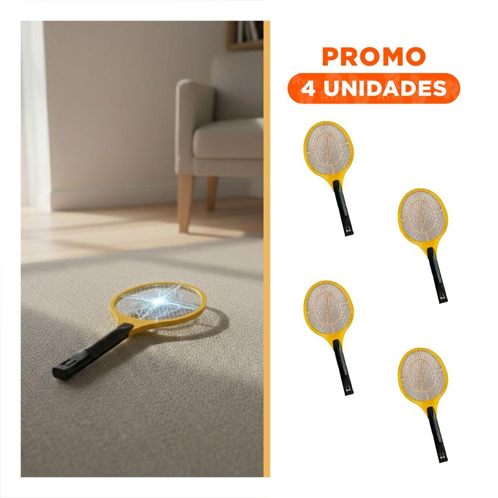 Pack4 Matamoscas Electrico Anaranjado Mango Negro para Casa y Control Insectos Y+Regalo Sticker