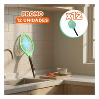 Pack12 Paleta Mosquitera Verde Mango Negro para Casa y Uso Practico en Hogar