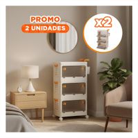 Pack2 Mueble 3 Niveles Cerrado con Cajones Beige Asa Naranja para Hogar Y+Regalo Sticker
