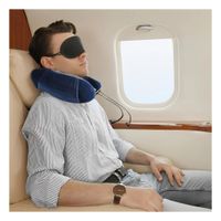 Cojin de Viaje para Cuello con Terciopelo Azul y Relleno Espuma Viscoelastica Y+Papel Regalo