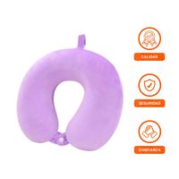 Cojin de Cuello Terciopelo Lila para Viajar con Soporte Agradable Y+Ligas Regalo