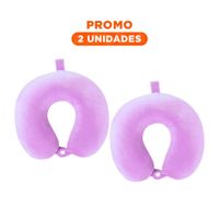 Pack2 Almohada de Cuello para Viaje con Textura Terciopelo y Color Lila