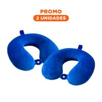 Pack2 Almohada de Cuello para Viaje con Textura Terciopelo y Color Azul