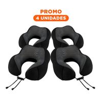 Pack4 Descanso de Cuello de Terciopelo para Avion de Viaje Negro Y+Regalo Sticker