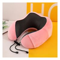 Cojin de Apoyo de Cuello para Viaje Terciopelo Rosado con Espuma Viscoelastica Y+Post It