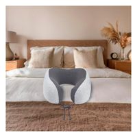 Cojin de Apoyo de Cuello para Viaje Terciopelo Plomo con Espuma Viscoelastica Y+Post It