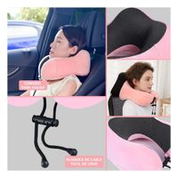 Cojin de Cuello para Viajar en Terciopelo Rosado con Interior de Espuma Viscoelastica