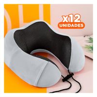 Pack12 Apoyacabeza Ergonomico de Cuello para Viajar Terciopelo Plomo con Espuma Interior