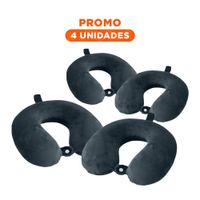 Pack4 Apoyo de Cuello para Viaje con Textura Terciopelo y Color Plomo Y+Regalo Sticker