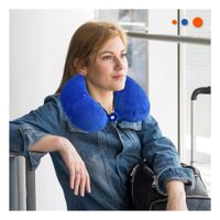Cojin Color Azul para Cuello de Viaje con Acabado de Terciopelo Y+Papel Regalo
