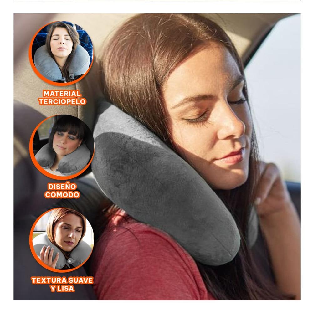 Cojin para Viajar de Cuello en Terciopelo Suave con Color Plomo Y+Post It