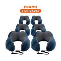 Pack6 Descansador de Apoyo Cervical para Viajar Terciopelo Azul con Espuma Viscoelastica