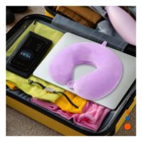 Cojin Color Lila para Cuello de Viaje con Acabado de Terciopelo Y+Papel Regalo