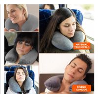 Cojin de Cuello para Viajar en Terciopelo Suave con Color Plomo Confortable